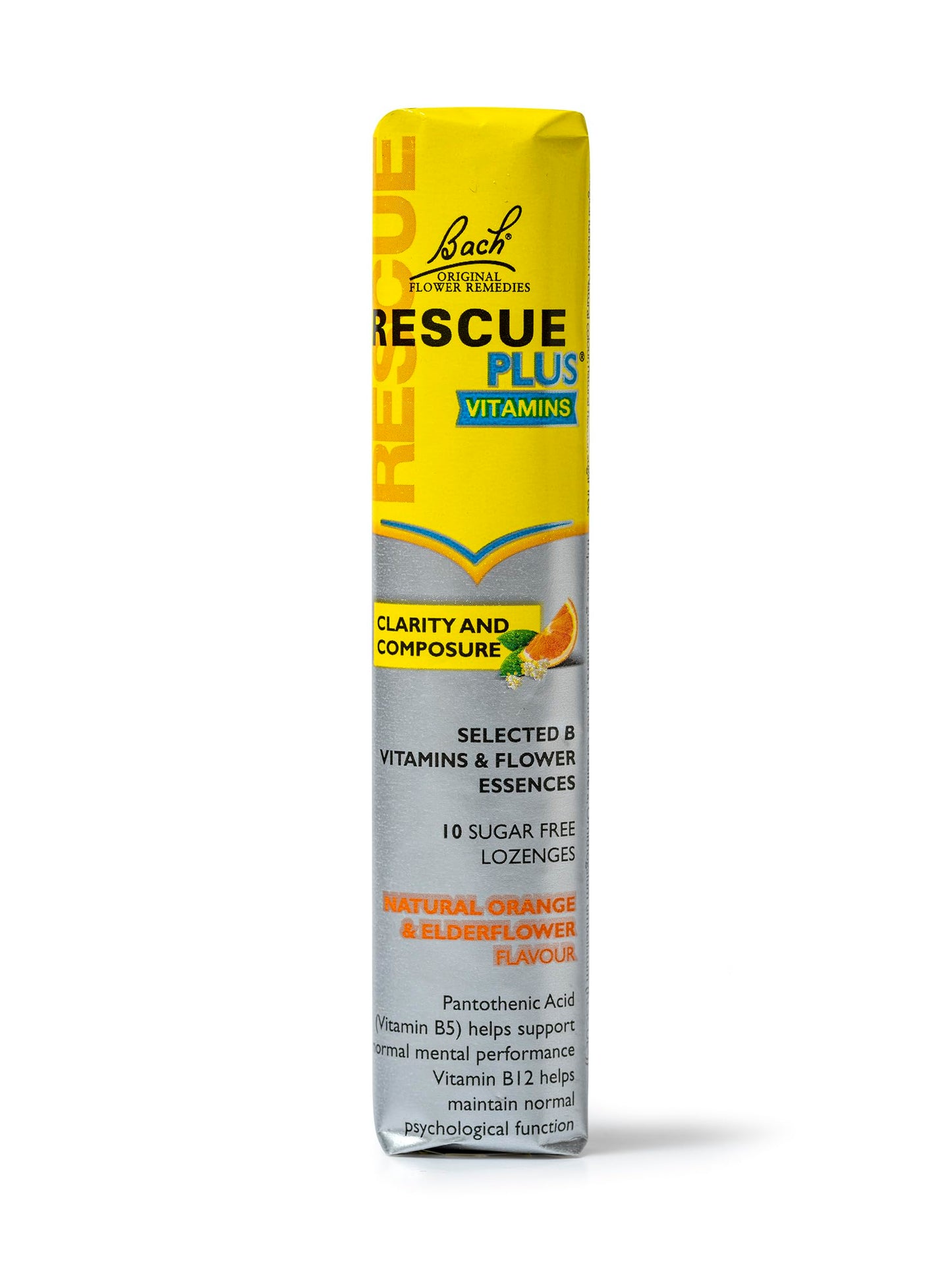 Bach Flower Remedies Rescue Plus Vitamins Lozenge Orange & Elderflower 10s